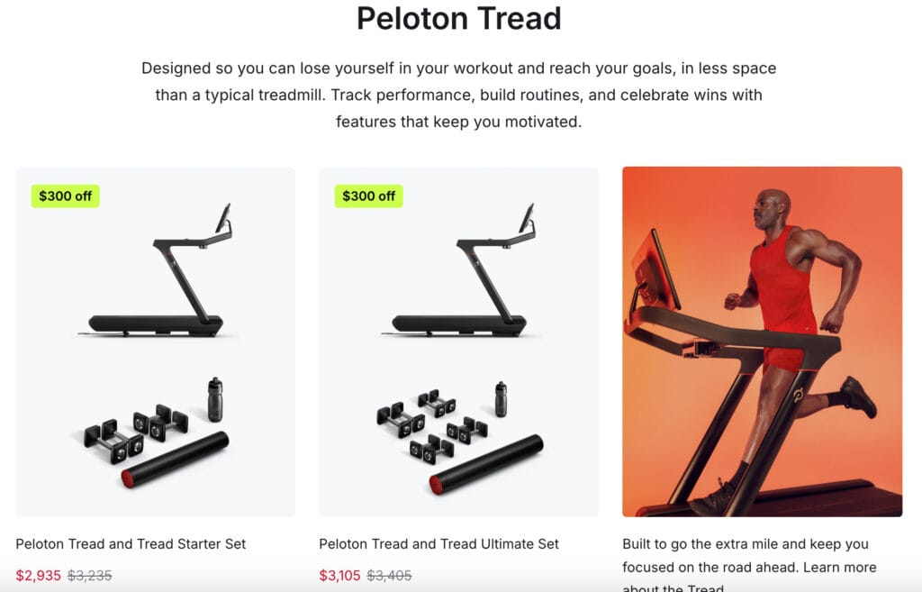 Peloton Tread on lululemon offers page.